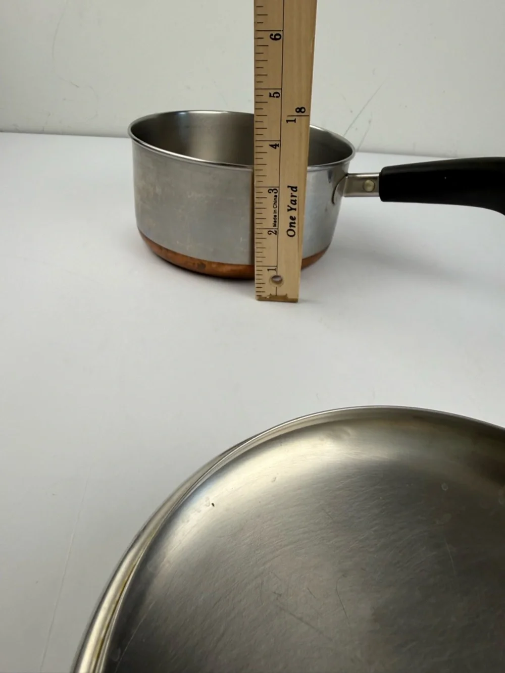 1801 Revere Ware 1 1/2 Qt Copper Bottom Pan Pot w/Lid Clinton IL USA Stainless